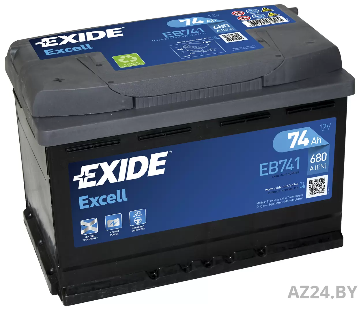 Аккумулятор EXIDE EB741 (74Ah) купить в Минске, цены - Az24.by